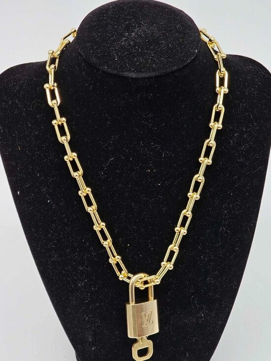 Louis Vuitton Jewelry - Gold-Plated Necklace with Authentic Louis Vuitton Padlock